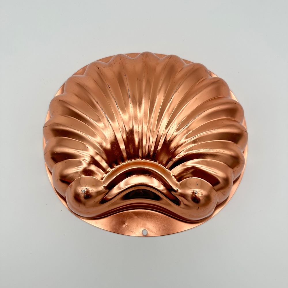 Wear-Ever Jello Mold 2980 6 Cup Copper Sea Shell Vintage Coastal Decor
